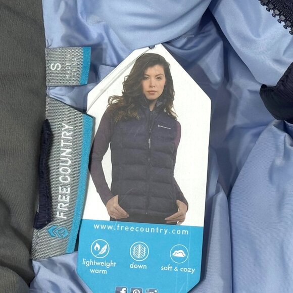 Free Country Womens Down Vest S Lightweight Warm Cozy Navy Blue With Tags - Picture 5 of 6